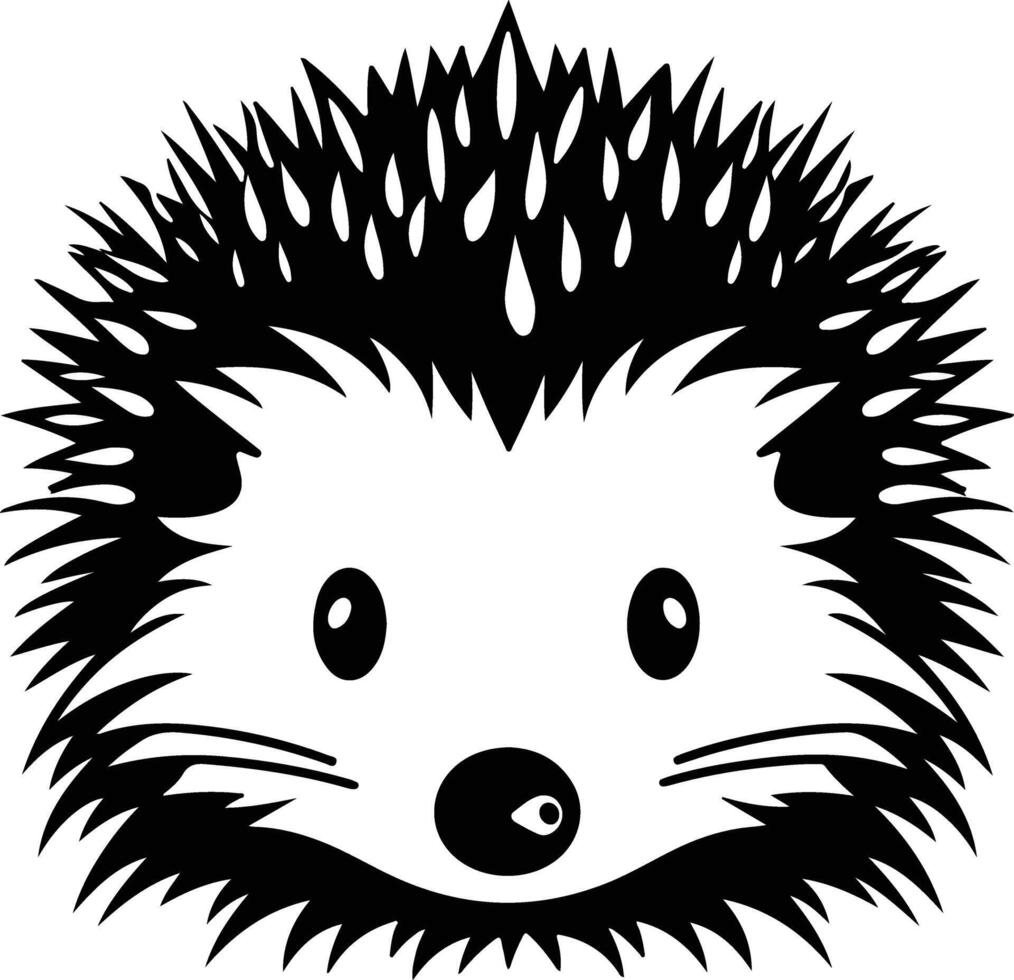 adorable Black silhouette of hedgehog head vector