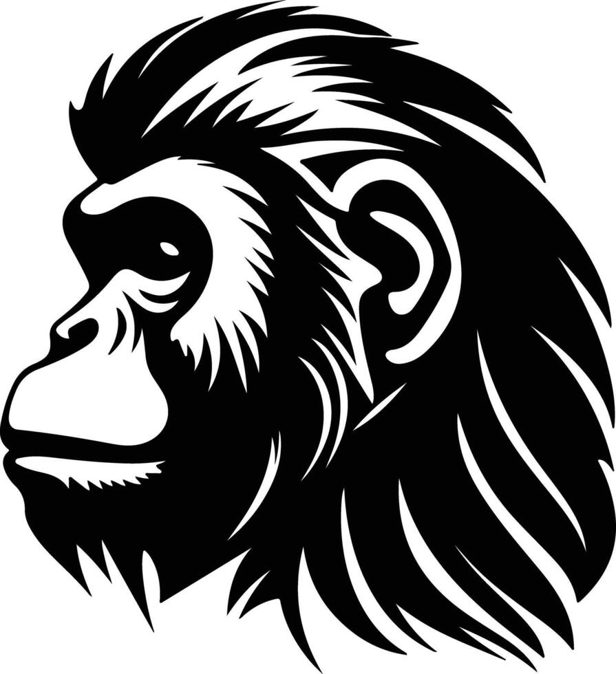 enchanting Black silhouette of howler monkey head vector