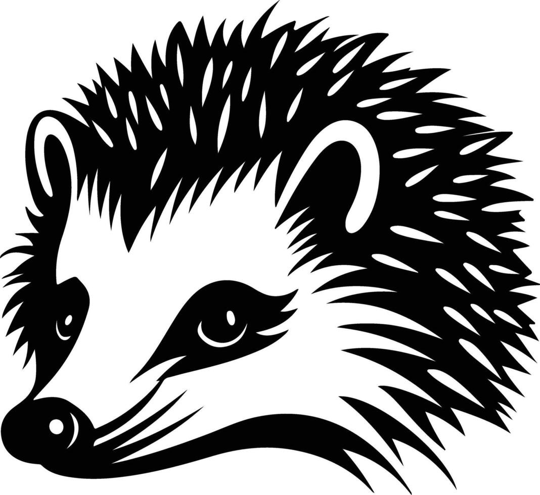 lovely Black silhouette of hedgehog head vector