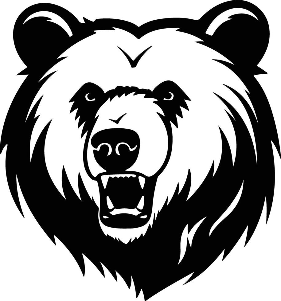 captivating Black silhouette of grizzly bear head vector