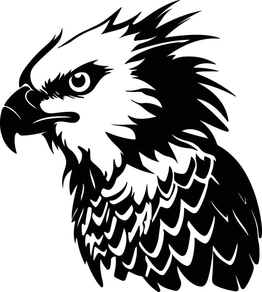 graceful Black silhouette of harpy eagle head vector