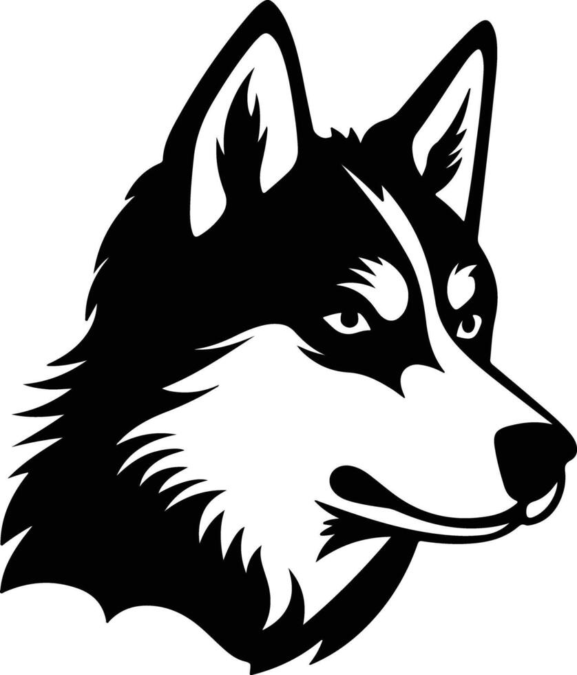 charming Black silhouette of husky head vector