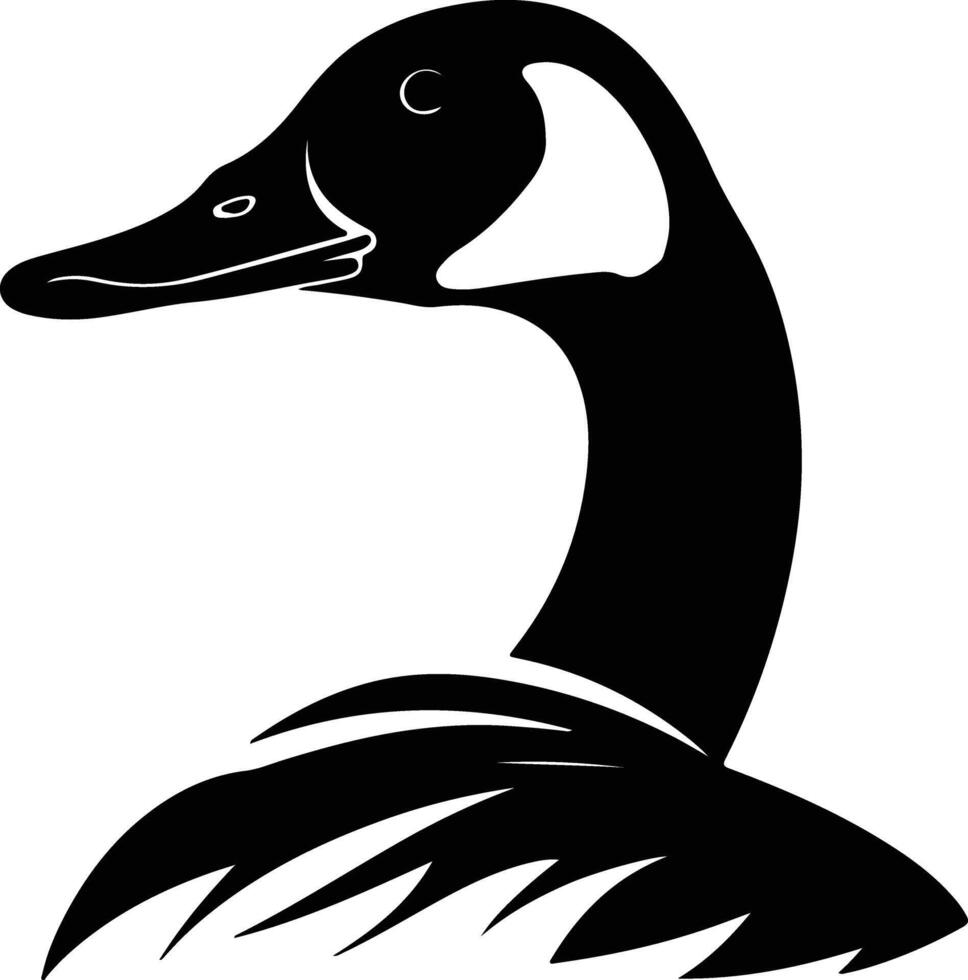 winsome Black silhouette of goose head vector