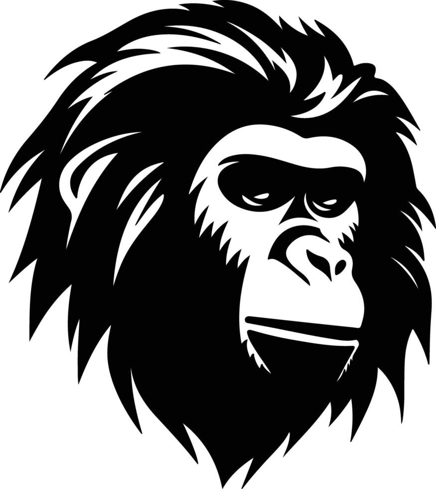 angelic Black silhouette of howler monkey head vector