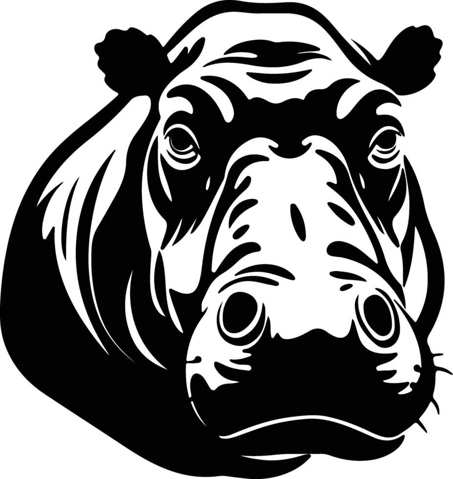 graceful Black silhouette of hippopotamus head vector