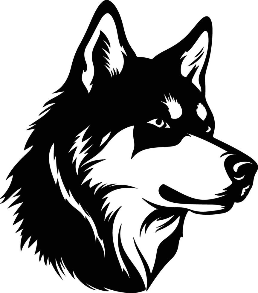 precious Black silhouette of husky head vector