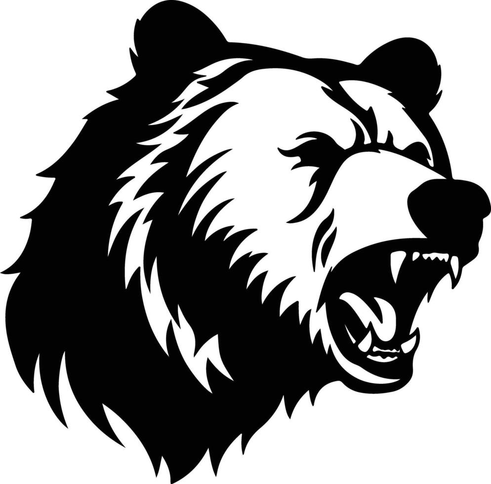 endearing Black silhouette of grizzly bear head vector