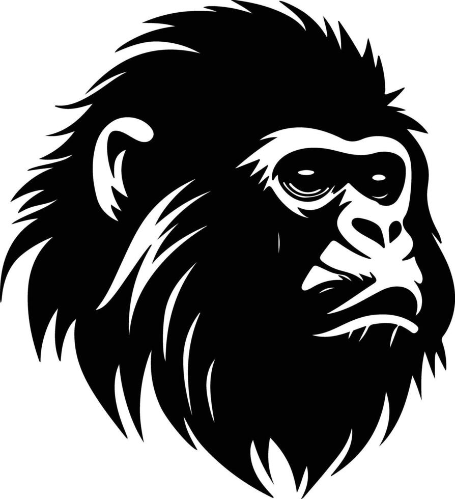 endearing Black silhouette of howler monkey head vector