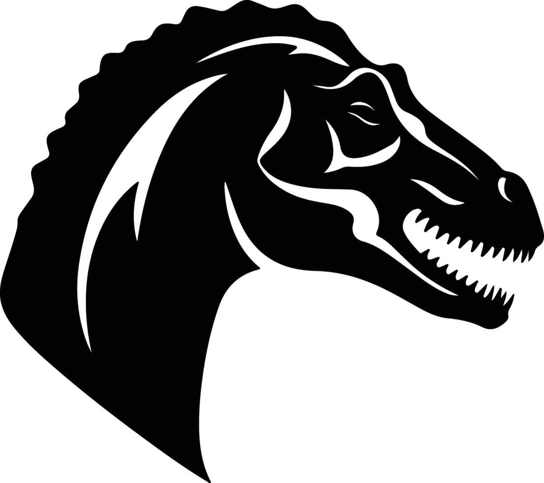 winsome Black silhouette of Iguanodon head vector