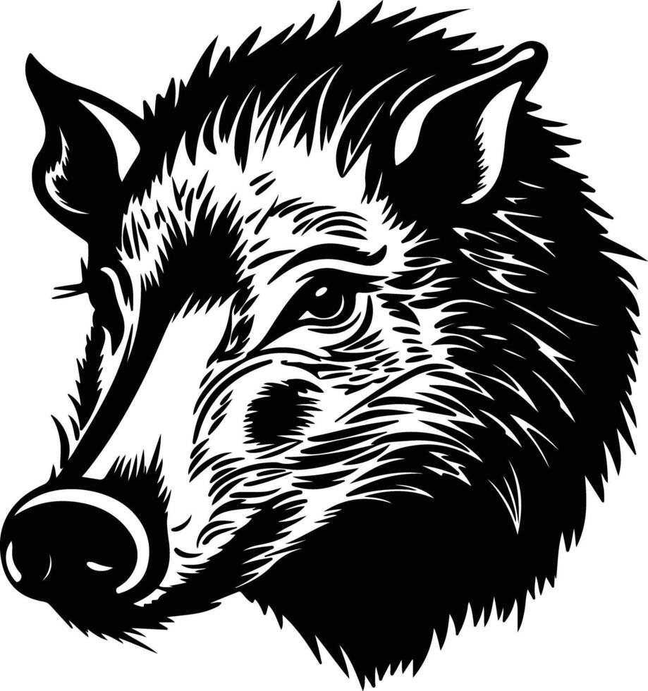 adorable Black silhouette of javelina head vector