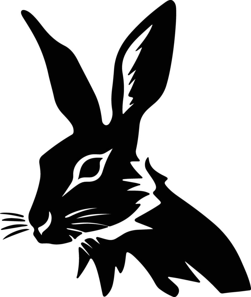 charming Black silhouette of jack rabbit head vector