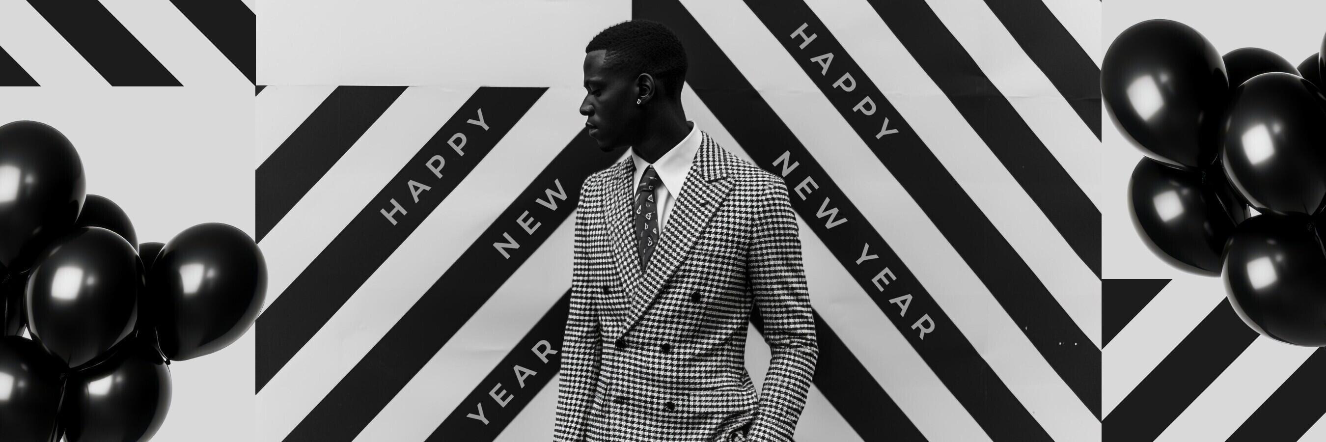 Monochrome Influencer New Year Theme Twitter Header Template