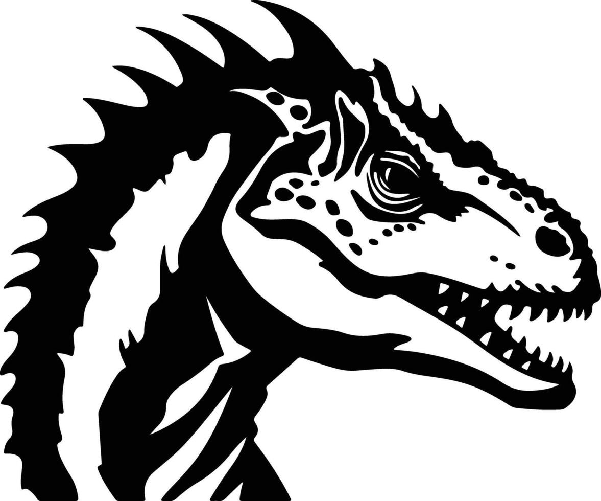 angelic Black silhouette of Iguanodon head vector
