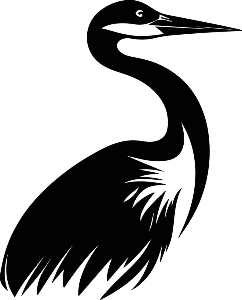 cuddly Black silhouette of Japanese crane head vector