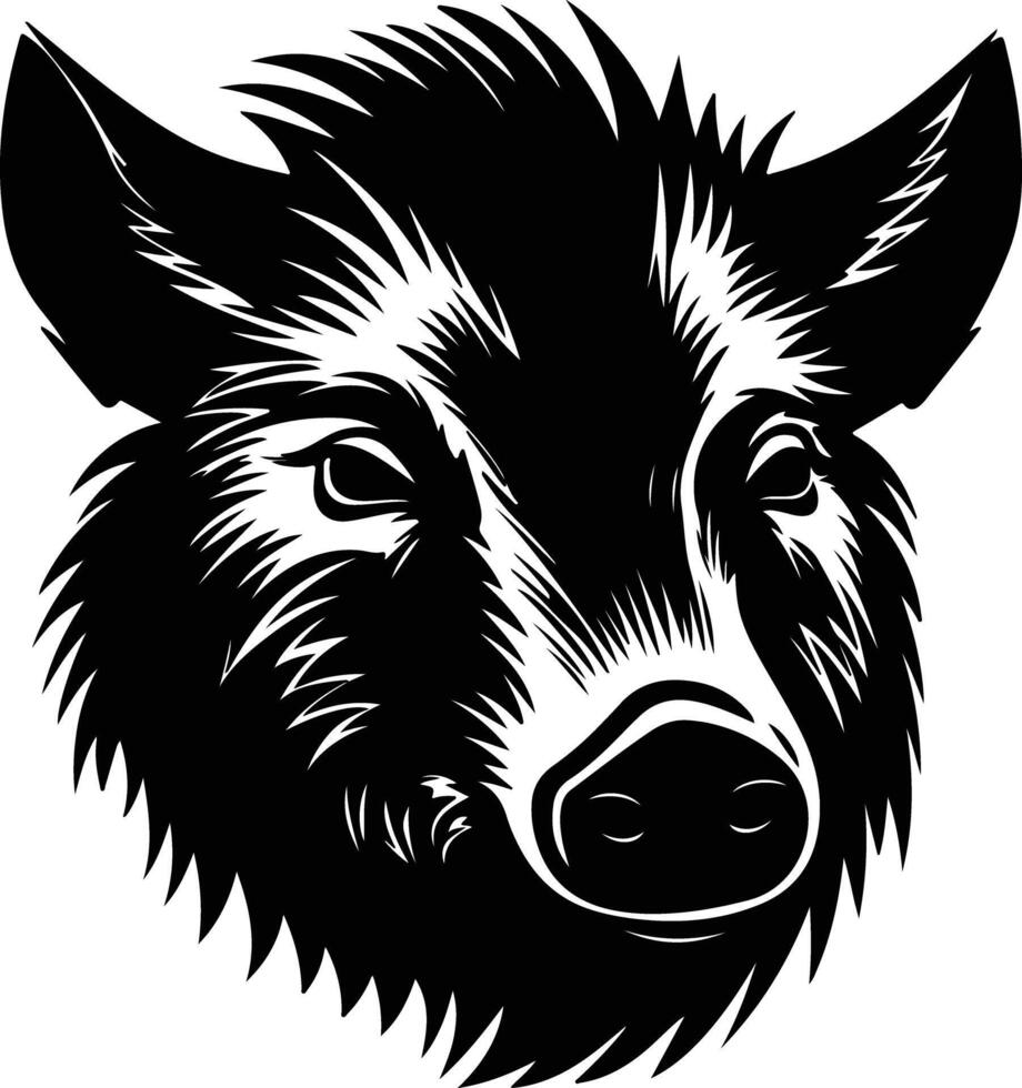 lovely Black silhouette of javelina head vector