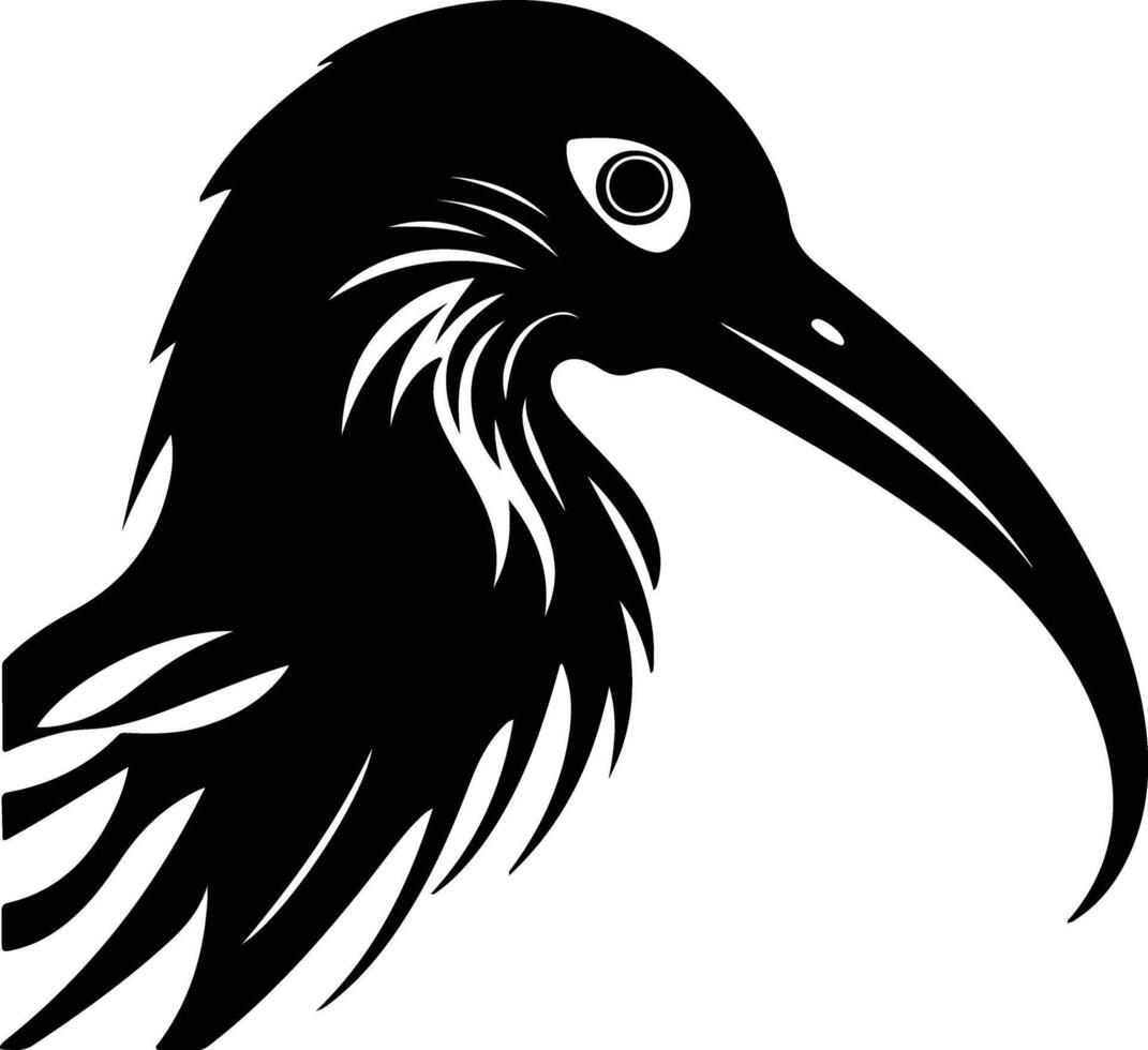 Black silhouette of ibis head vector