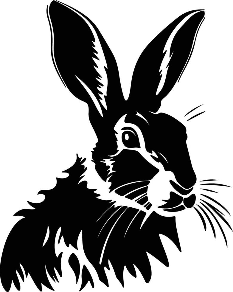 lovely Black silhouette of jack rabbit head vector