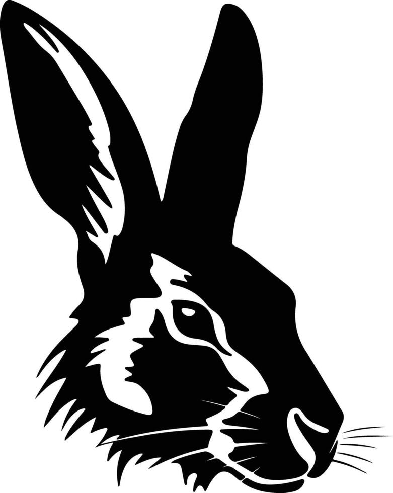 cuddly Black silhouette of jack rabbit head vector