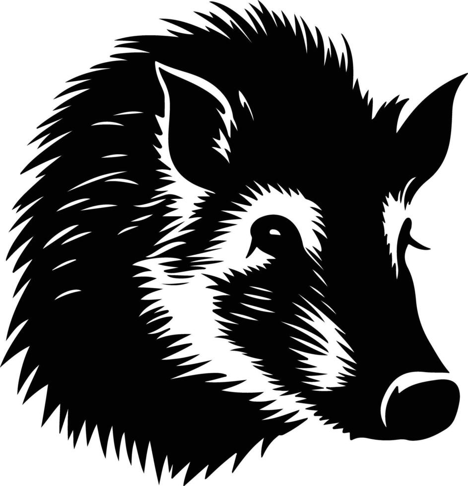 Black silhouette of javelina head vector