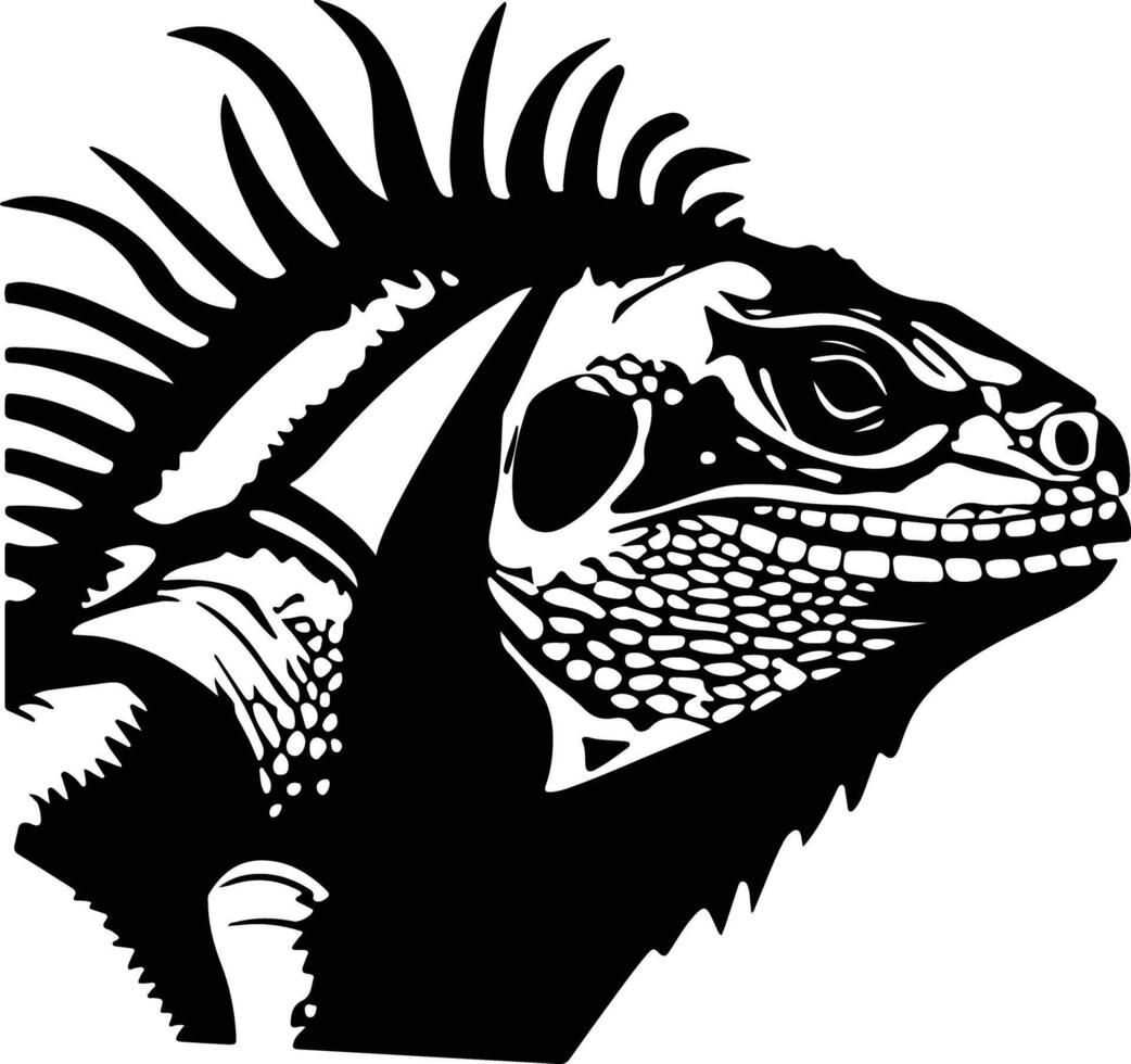 Black silhouette of iguana head vector