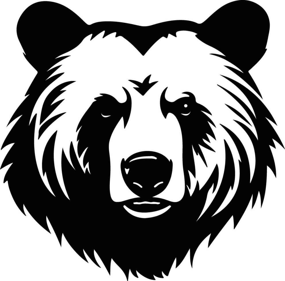winsome Black silhouette of grizzly bear head vector