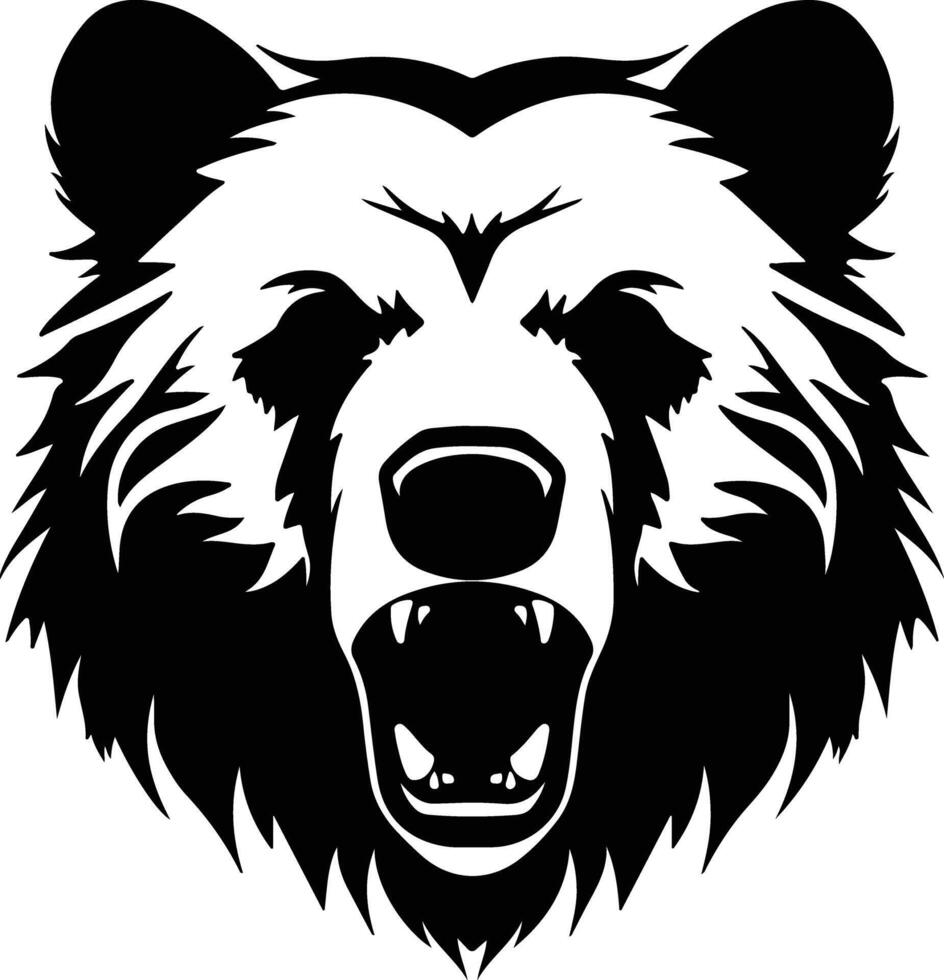 graceful Black silhouette of grizzly bear head vector