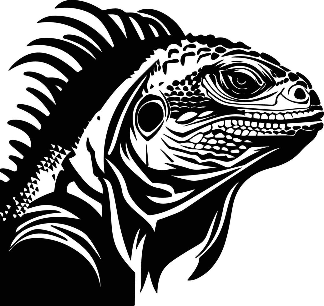 lovely Black silhouette of iguana head vector