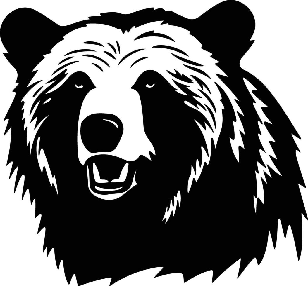 precious Black silhouette of grizzly bear head vector