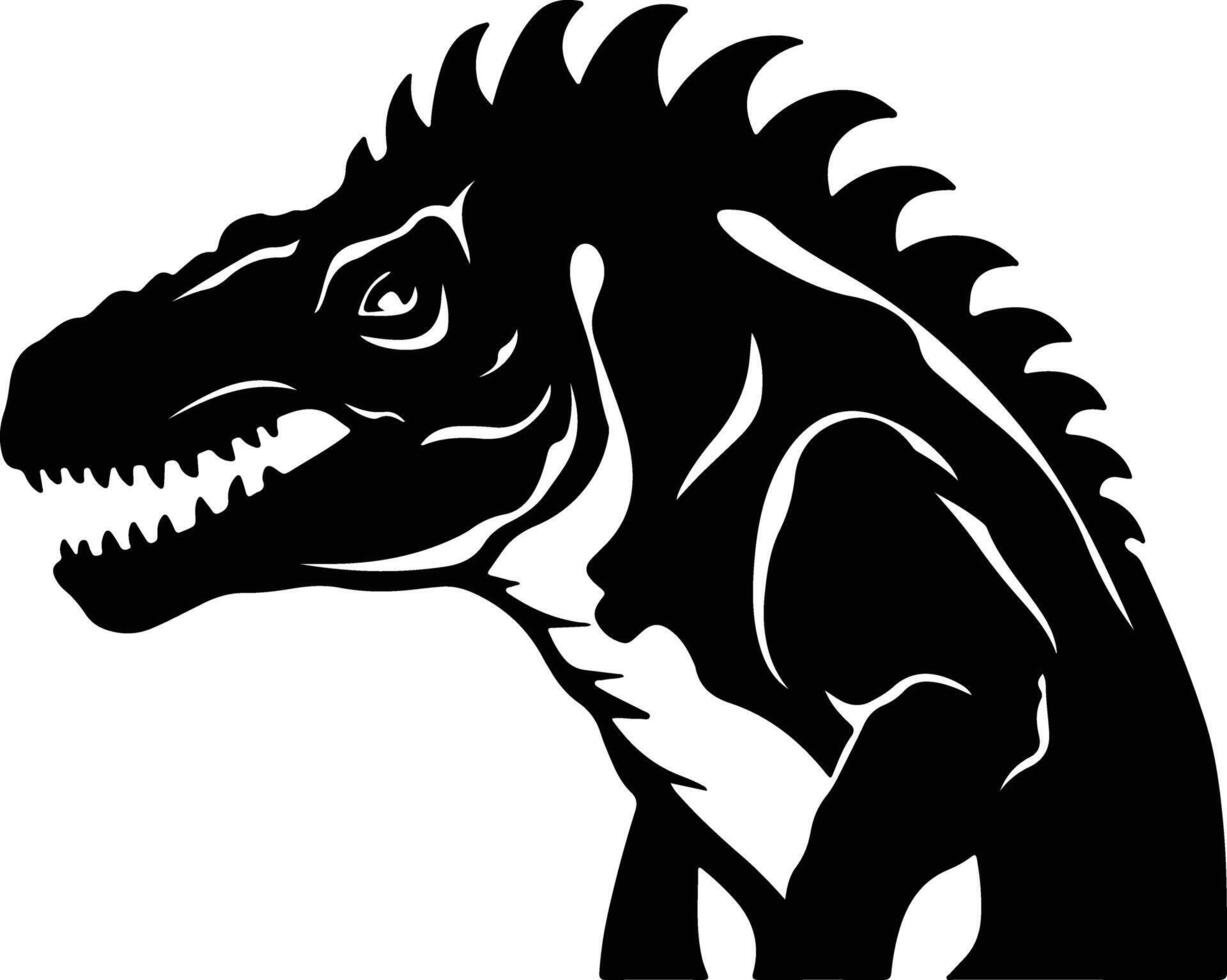 cuddly Black silhouette of Iguanodon head vector