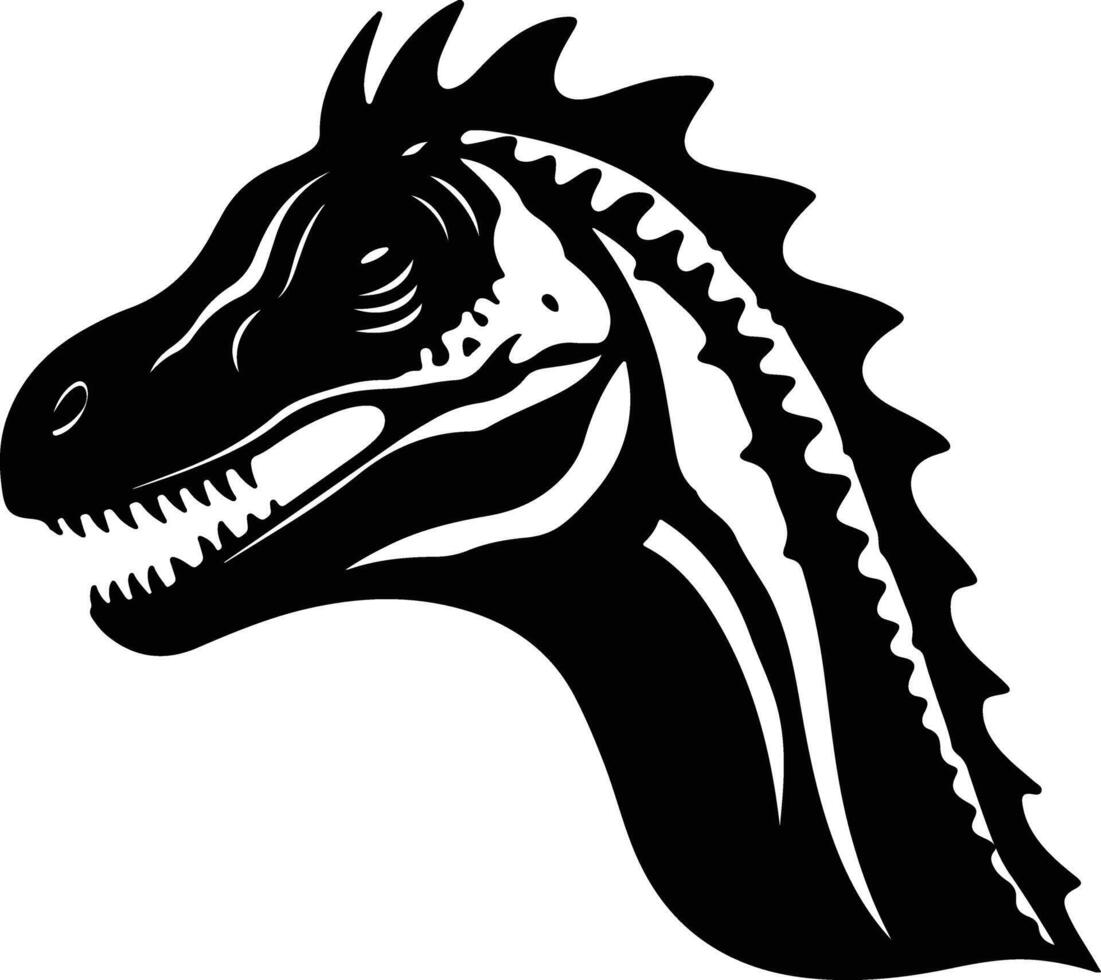 endearing Black silhouette of Iguanodon head vector