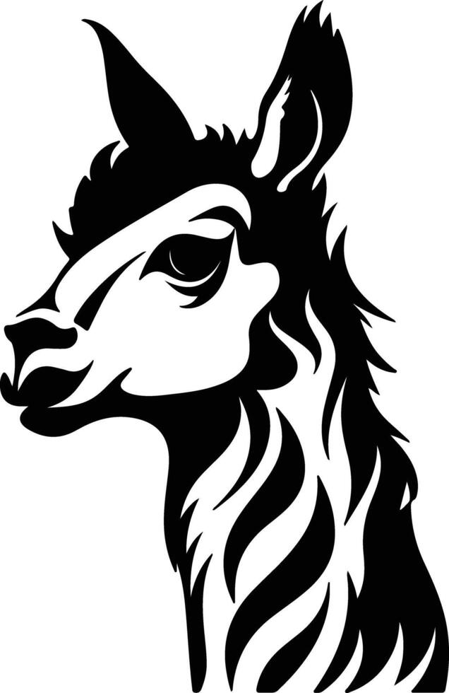 winsome Black silhouette of llama head vector