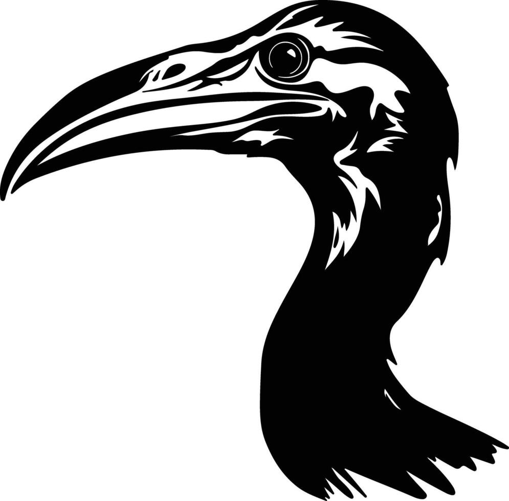 adorable Black silhouette of Ichthyornis head vector