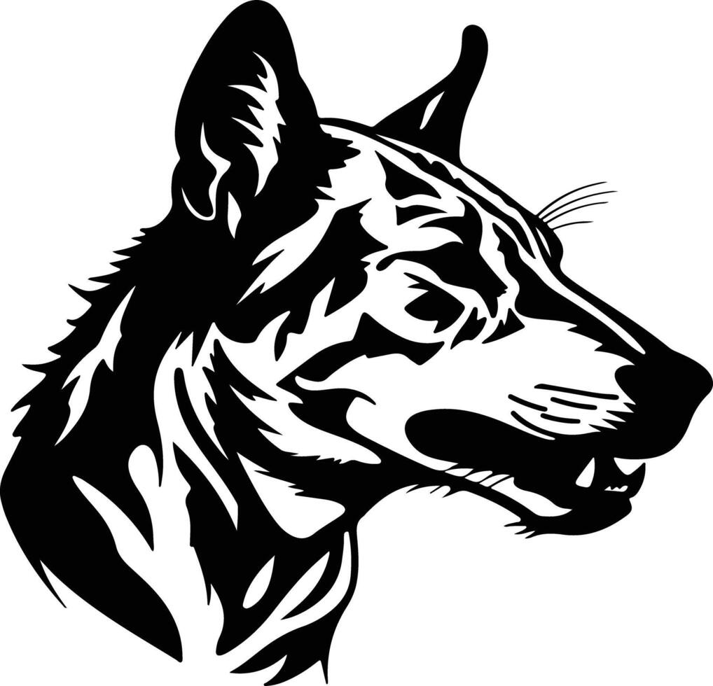 sweet Black silhouette of Tasmanian tiger head vector