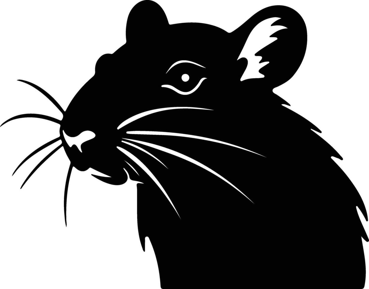 sweet Black silhouette of rat head vector