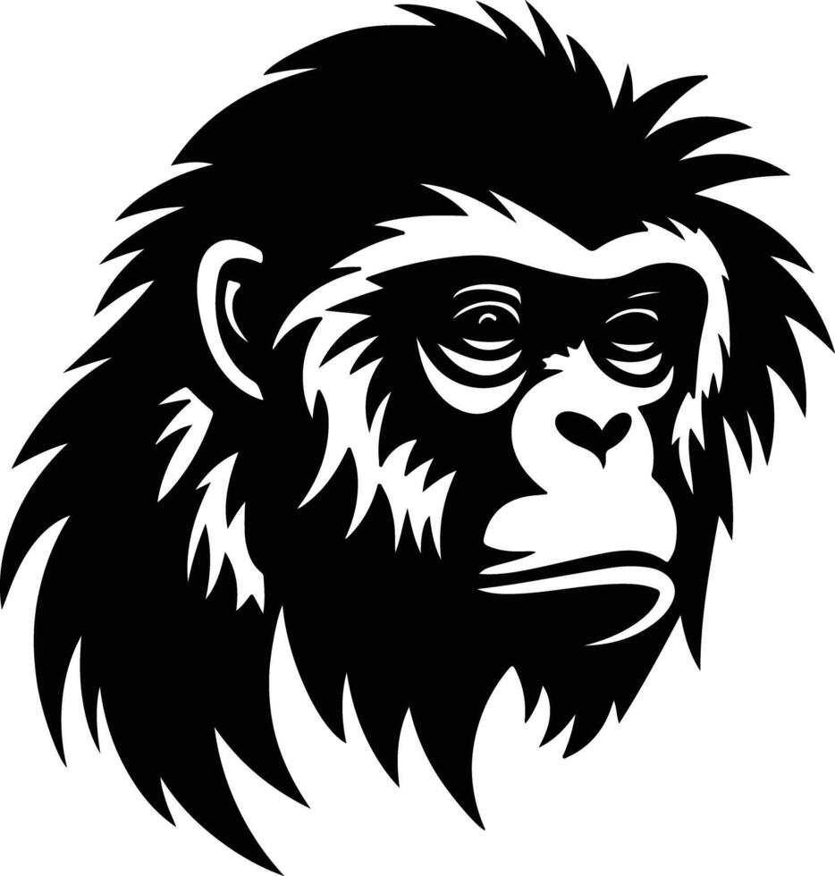 cuddly Black silhouette of siamang head vector