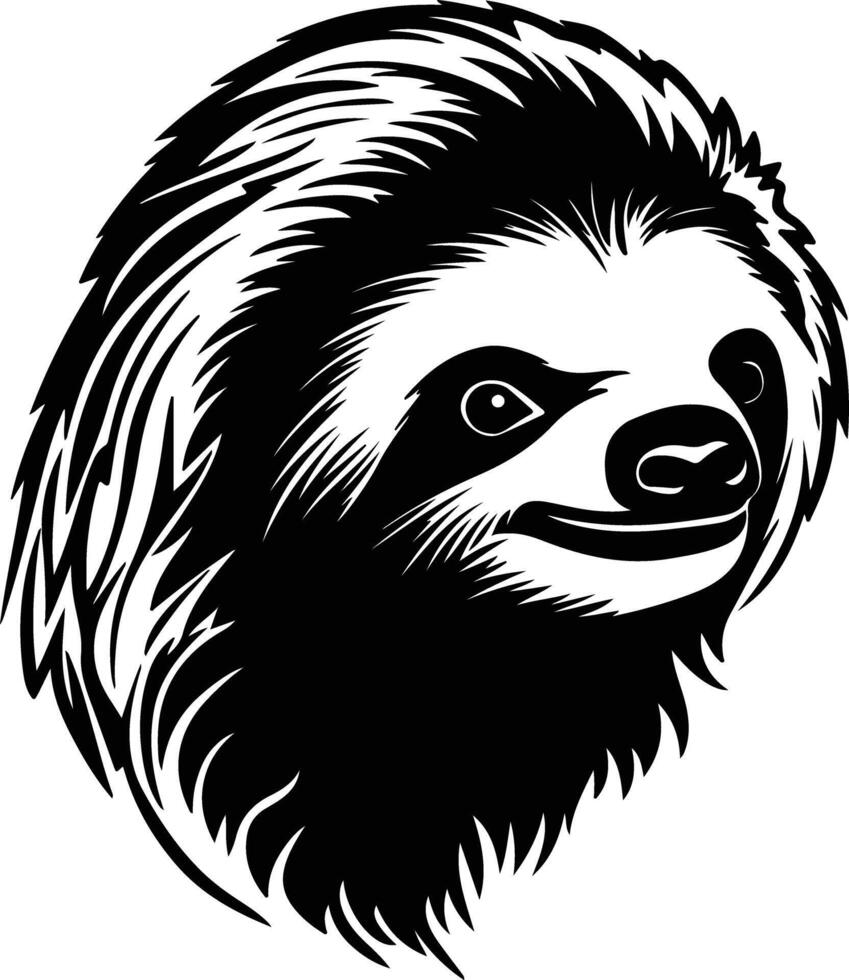 Black silhouette of sloth head vector