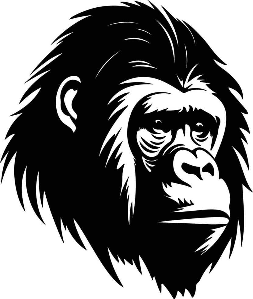 heavenly Black silhouette of orangutan head vector