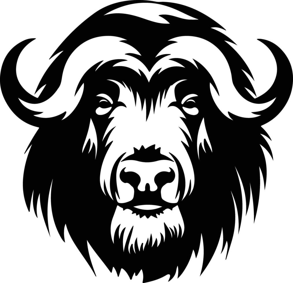 endearing Black silhouette of musk ox head vector