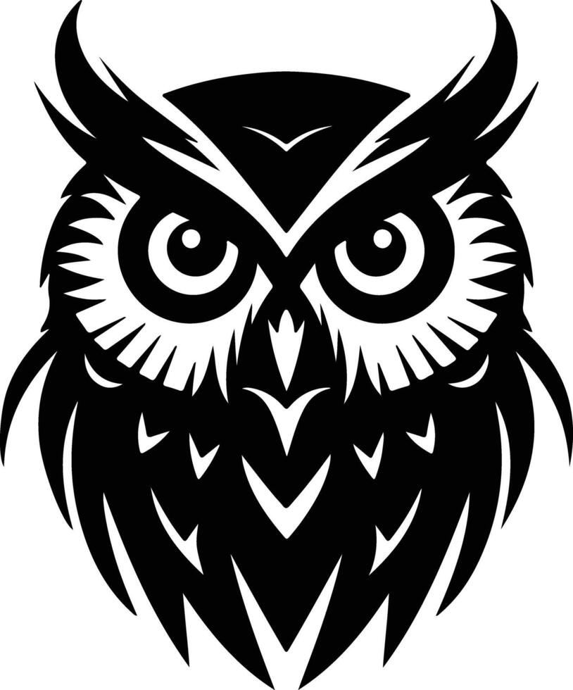 endearing Black silhouette of owl head vector