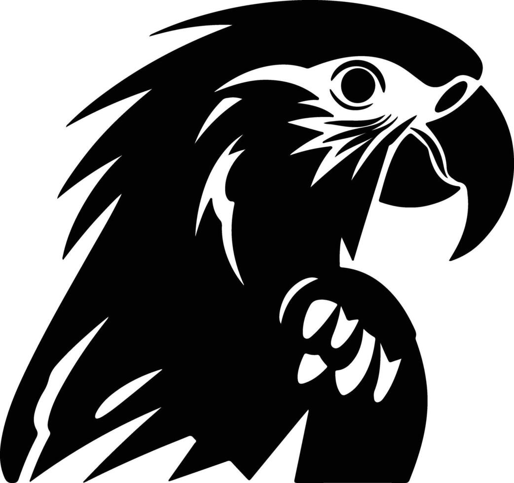 graceful Black silhouette of parrot head vector
