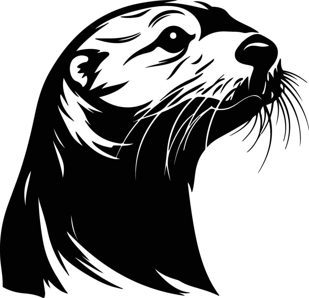 cuddly Black silhouette of sea otter head vector