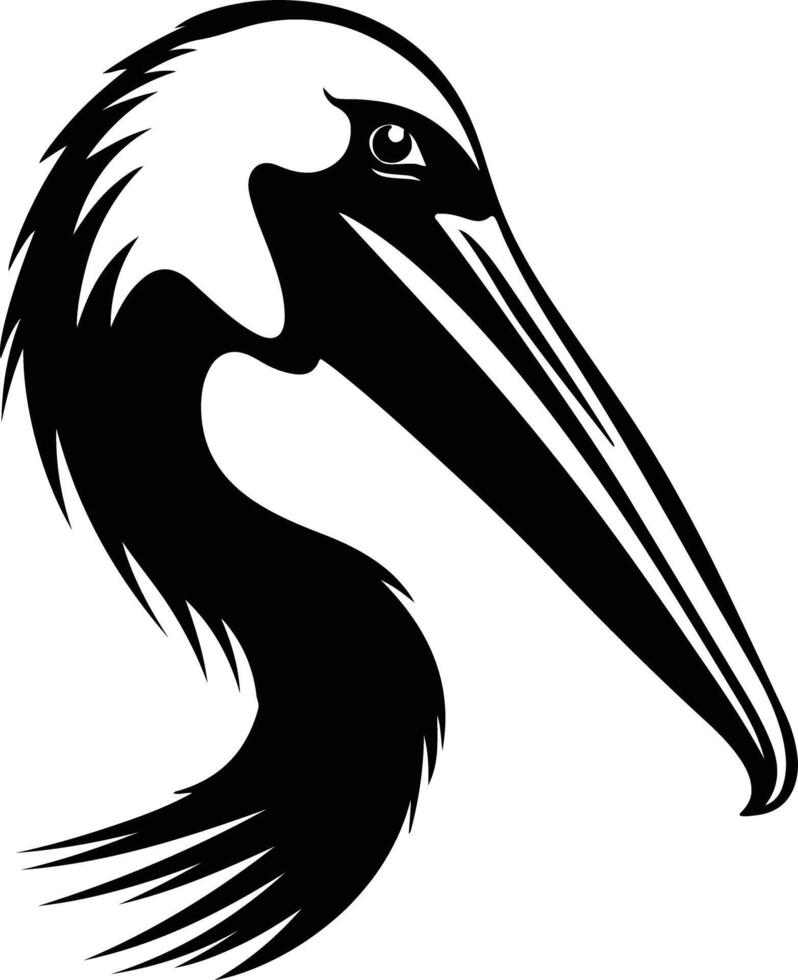 enchanting Black silhouette of pelican head vector