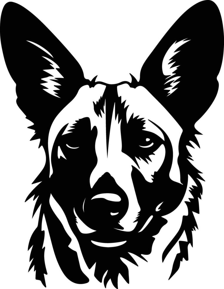 winsome Black silhouette of wild dog head vector