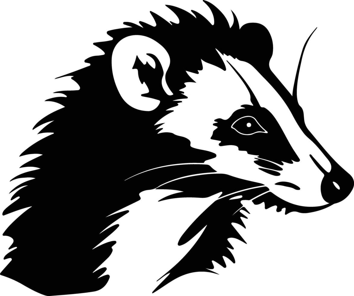 precious Black silhouette of Virginia opossum head vector