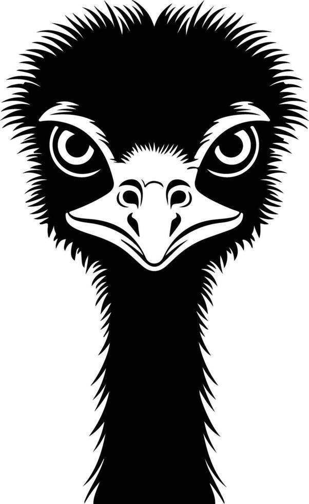 angelic Black silhouette of ostrich head vector