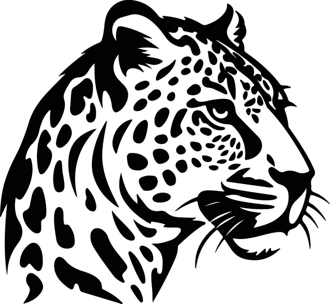 charming Black silhouette of leopard head vector