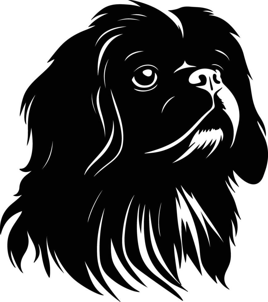 enchanting Black silhouette of pekingese head vector