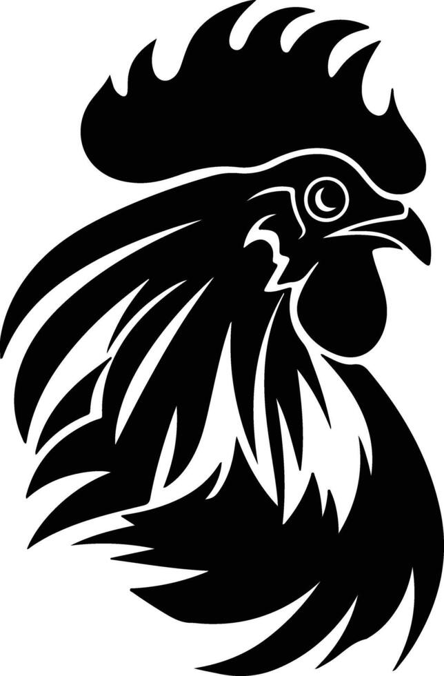 adorable Black silhouette of rooster head vector