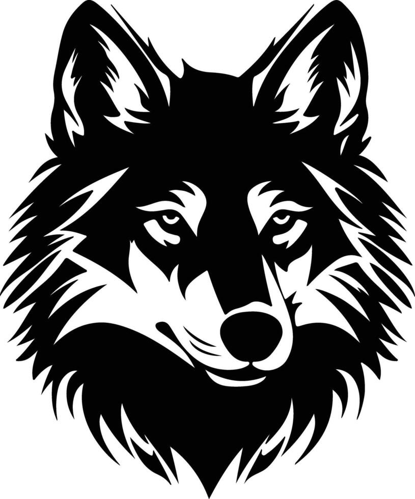 graceful Black silhouette of tundra wolf head vector