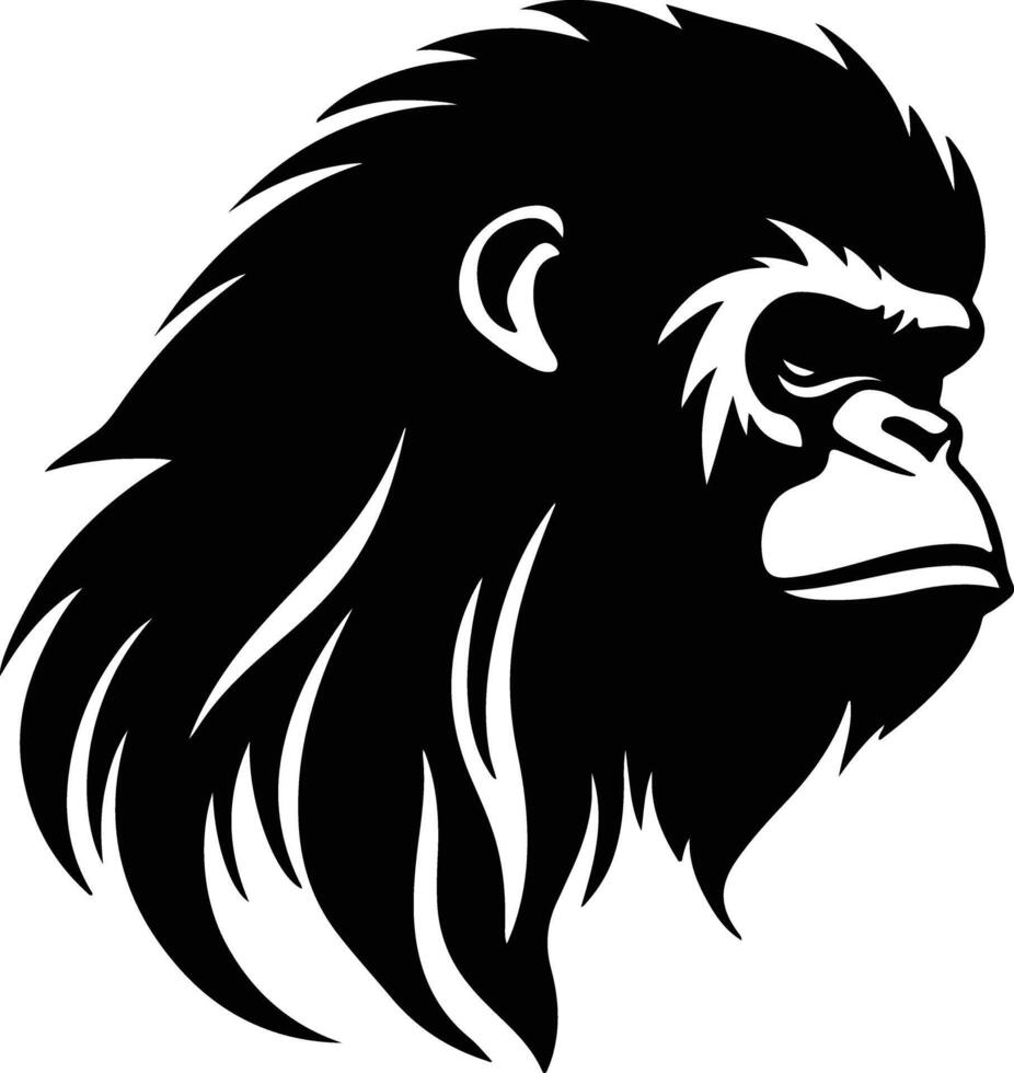 enchanting Black silhouette of siamang head vector